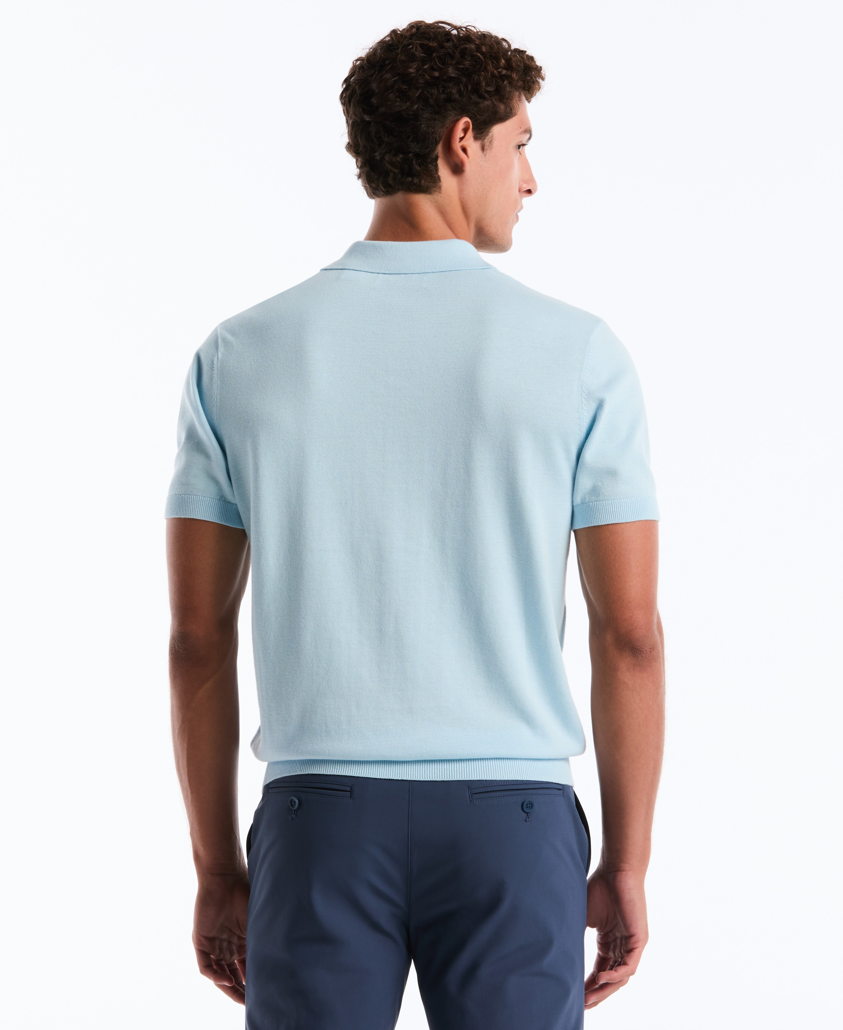 Honeycomb Stripe Stitch Sweater Polo