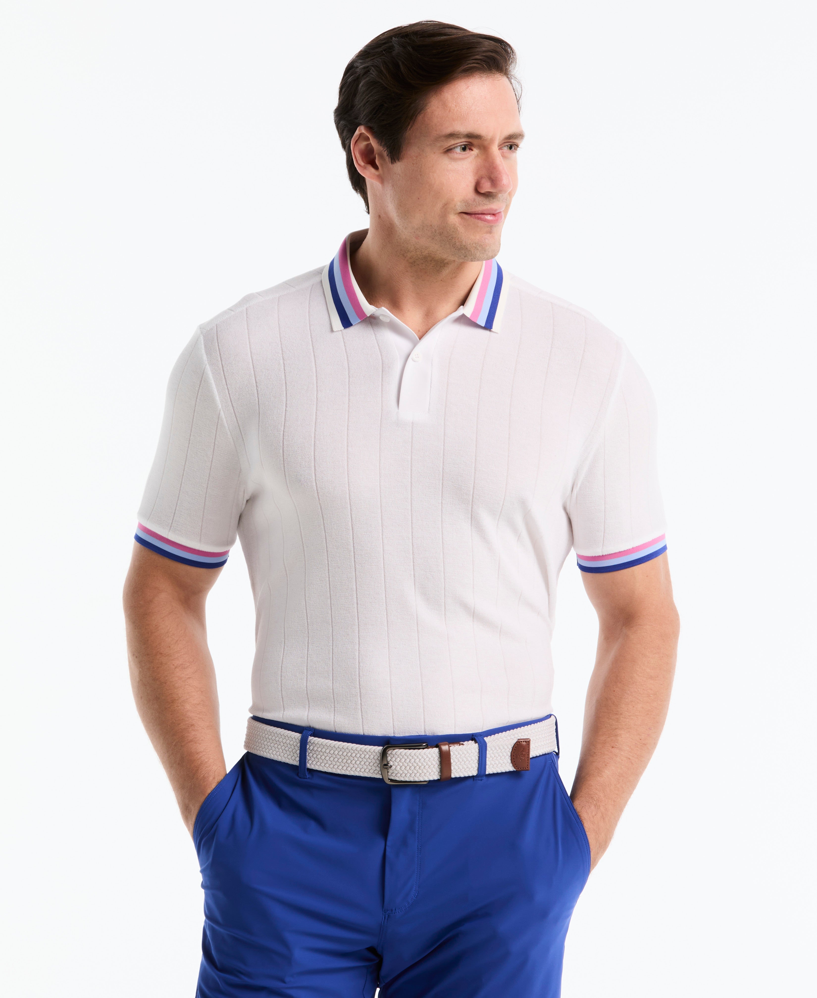 Performance Ribbed Blocking Terry Golf Polo