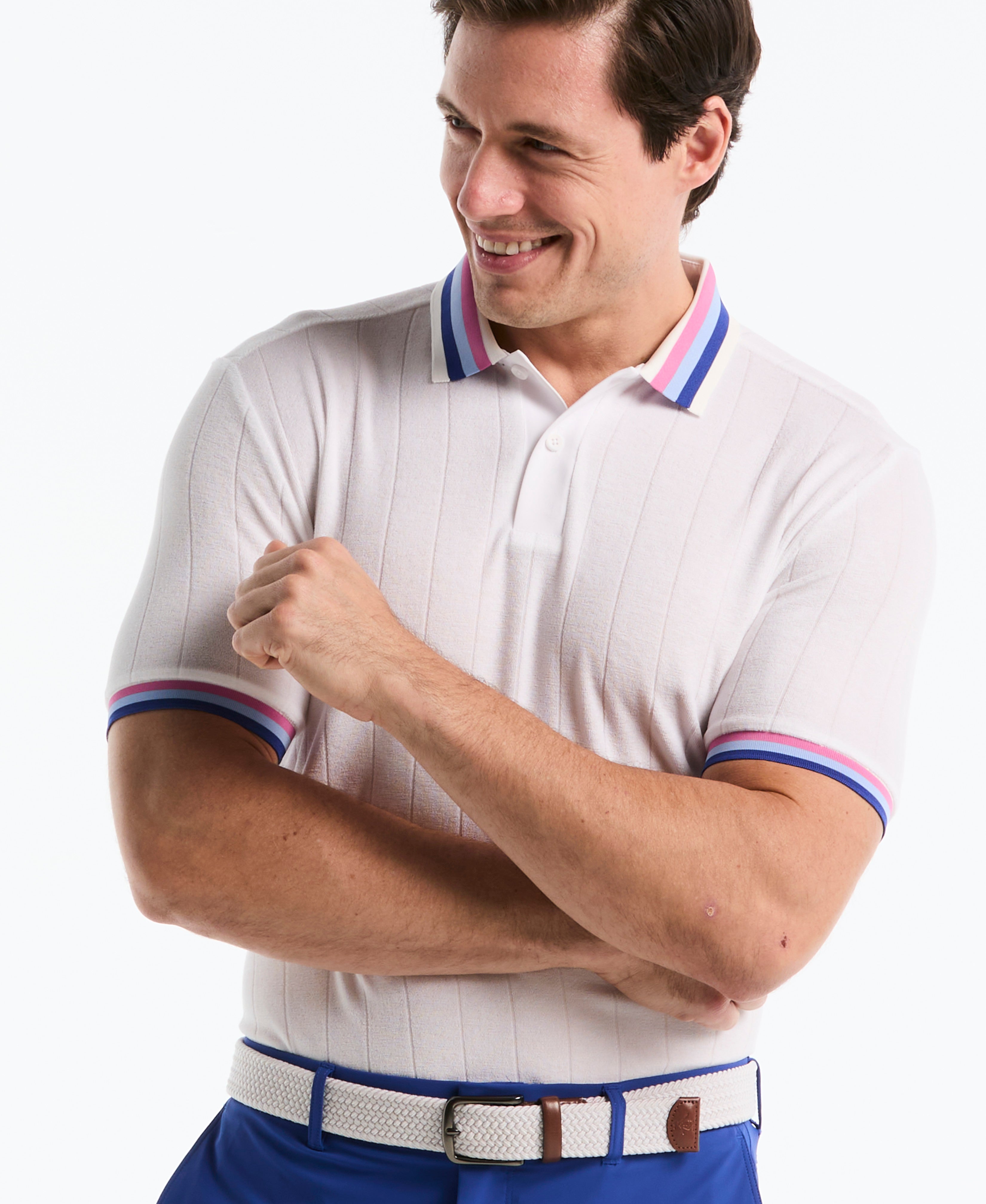Performance Ribbed Blocking Terry Golf Polo