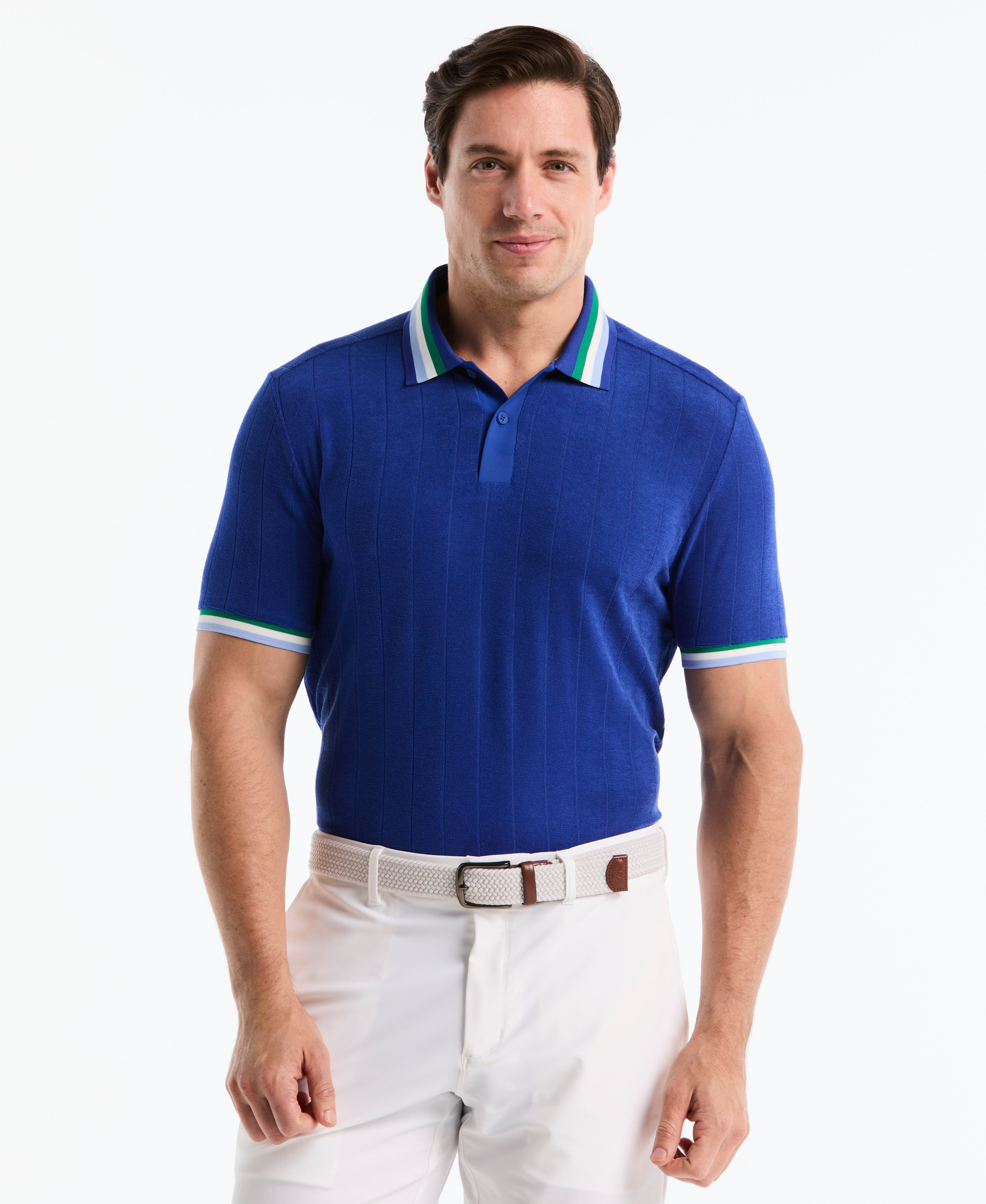 Performance Ribbed Blocking Terry Golf Polo